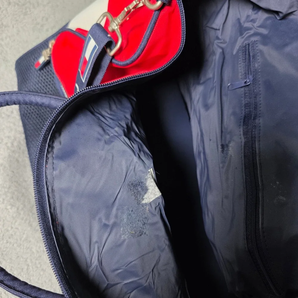 Tommy Hilfiger Unisex Large Duffel Bag Red Navy Blue Colorblock Sporty Travel
